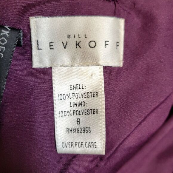 Bill Levkoff Satin Burgundy Strapless A-line Formal Evening Bridesmaid Dress - Picture 8 of 11